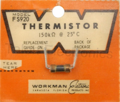 Workman FS920 Thermistor  150K Ohms @ 25°C