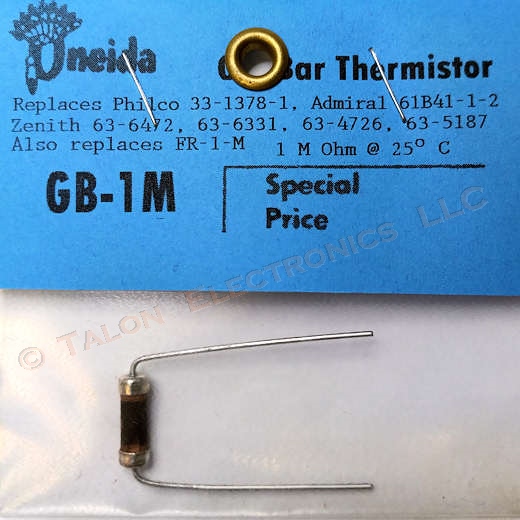    Oneida GB-1M 1 Megohm Axial Thermistor  1 Meg Cold - 600K Hot