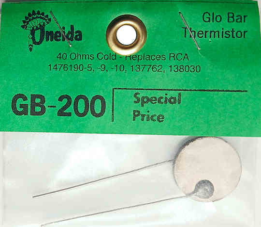 Oneida GB-200 Globar Thermistor 40 Ohms Cold RCA 