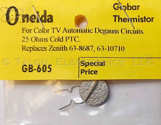  Oneida GB-605 Thermistor - Replaces Zenith 63-8687 and 63-10710 25 Ohm Cold PTC
